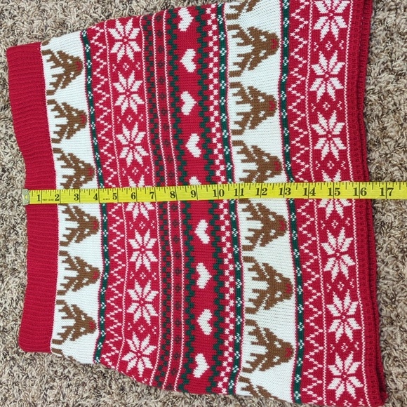 Forever 21 red brown festive Christmas reindeer knit mini skirt - Picture 4 of 7